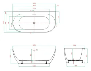 Акриловая ванна VagnerPlast Vera KRBV166VER9X-64 166x80см белый